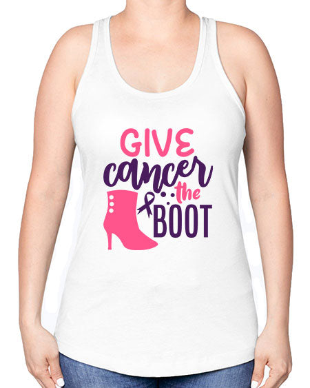 give cancer the boot Style 1# - breast cancer -Racerback Tank