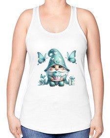 gnome with butterfly 10# - gnome -Racerback Tank