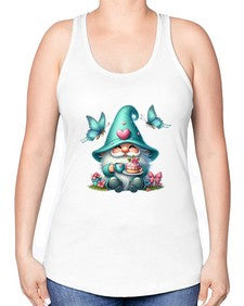 gnome with butterfly 14# - gnome -Racerback Tank
