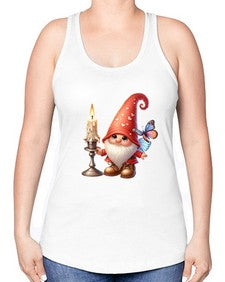 gnome with butterfly 16# - gnome -Racerback Tank