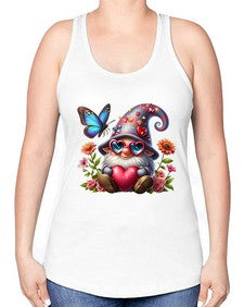 gnome with butterfly 17# - gnome -Racerback Tank