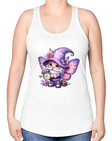 gnome with butterfly 18# - gnome -Racerback Tank