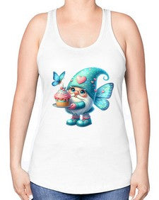 gnome with butterfly 20# - gnome -Racerback Tank