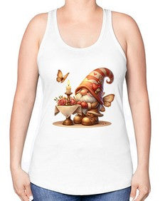 gnome with butterfly 21# - gnome -Racerback Tank