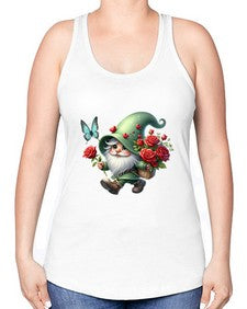 gnome with butterfly 24# - gnome -Racerback Tank