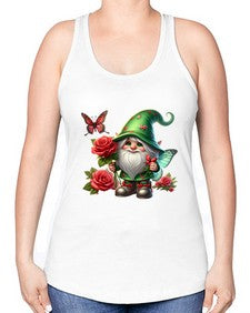 gnome with butterfly 26# - gnome -Racerback Tank
