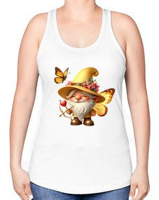 gnome with butterfly 27# - gnome -Racerback Tank