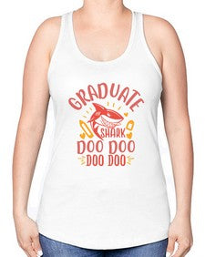 graduate shark doo doo doo doo 221# - graduation -Racerback Tank