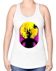 halloween full moon 500# - art pop art -Racerback Tank