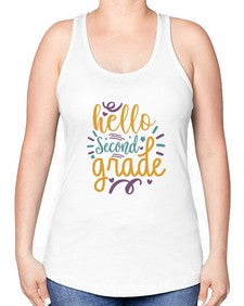 hello second grade 321# - second grade -Racerback Tank