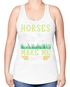 horses make me happy Style 40# - horse -Racerback Tank