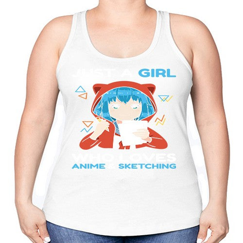 just a girl who loves anime and sketching259# - anime -Racerback Tank