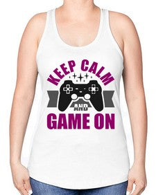 keep calm and game on 132# - video games -Racerback Tank