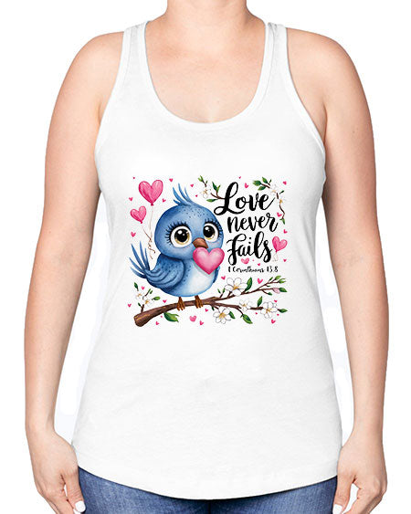 love never fails 63# - birds -Racerback Tank