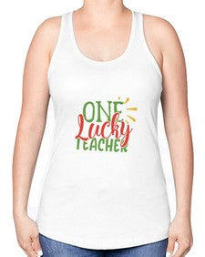 one lucky teacher Style 325# - teacher -Racerback Tank