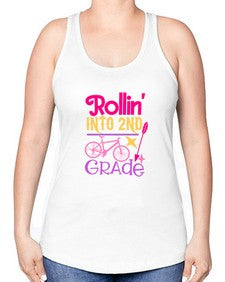 rollin into second grade 783# - second grade -Racerback Tank