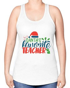 santas favorite teacher Style 350# - teacher -Racerback Tank