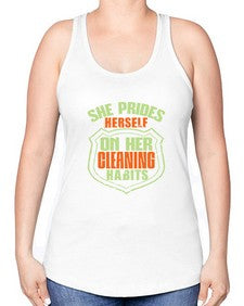 she prides hereself on her cleaning habits Style 354# - cleaner -Racerback Tank