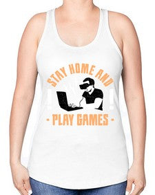 stay home and play game 153# - video games -Racerback Tank