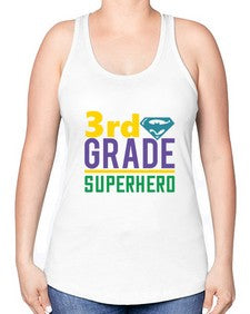 third Grade Superhero 976# - third grade -Racerback Tank