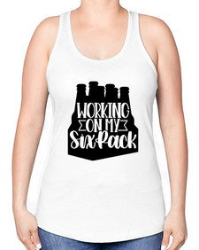 working on my six pack 1789# - beer -Racerback Tank