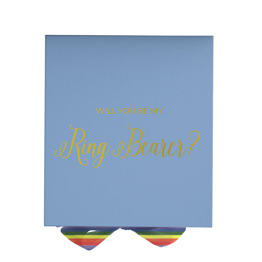 Will You Be My Ring Bearer? Proposal Box light blue - No Border - Rainbow Ribbon