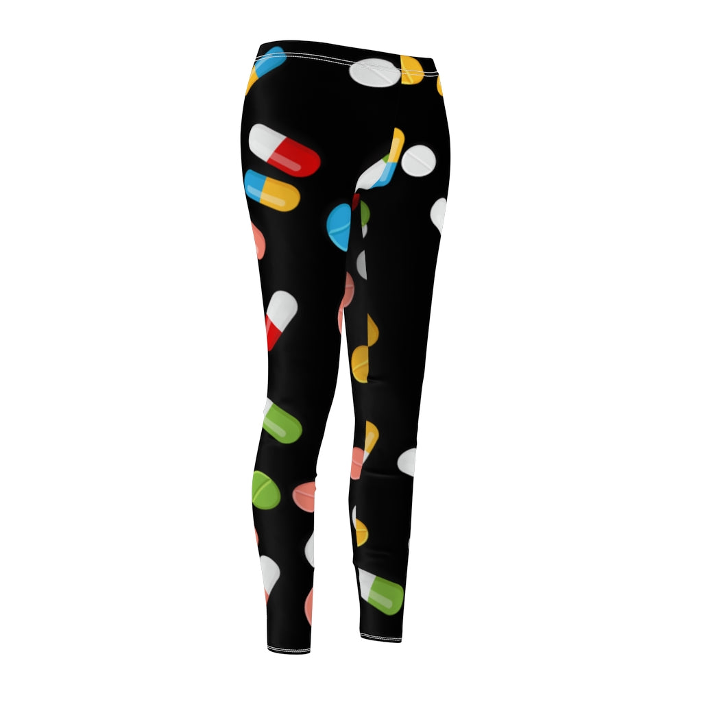 Pill Print Casual Leggings - Black