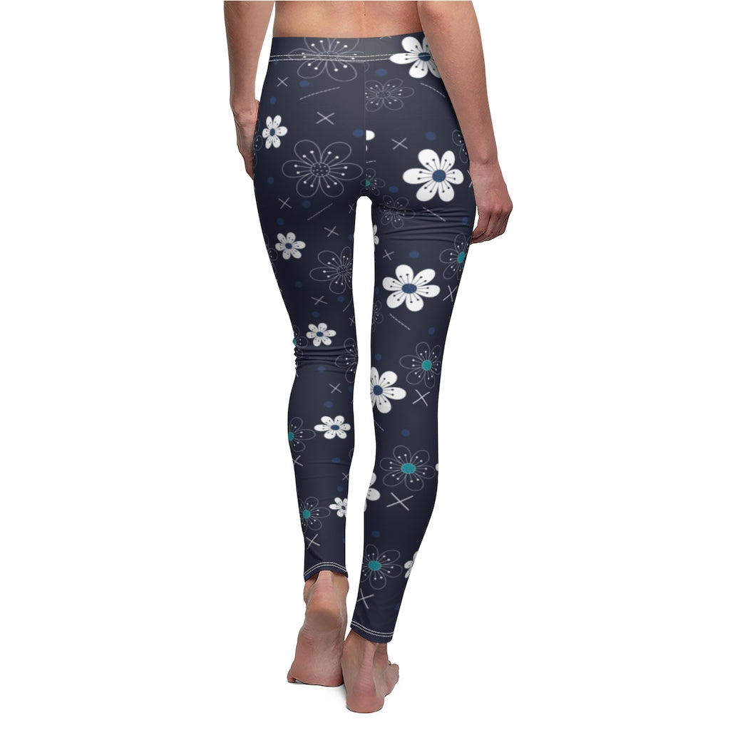Blue Floral Print Leggings