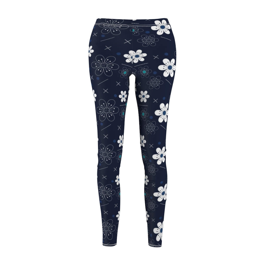 Blue Floral Print Leggings