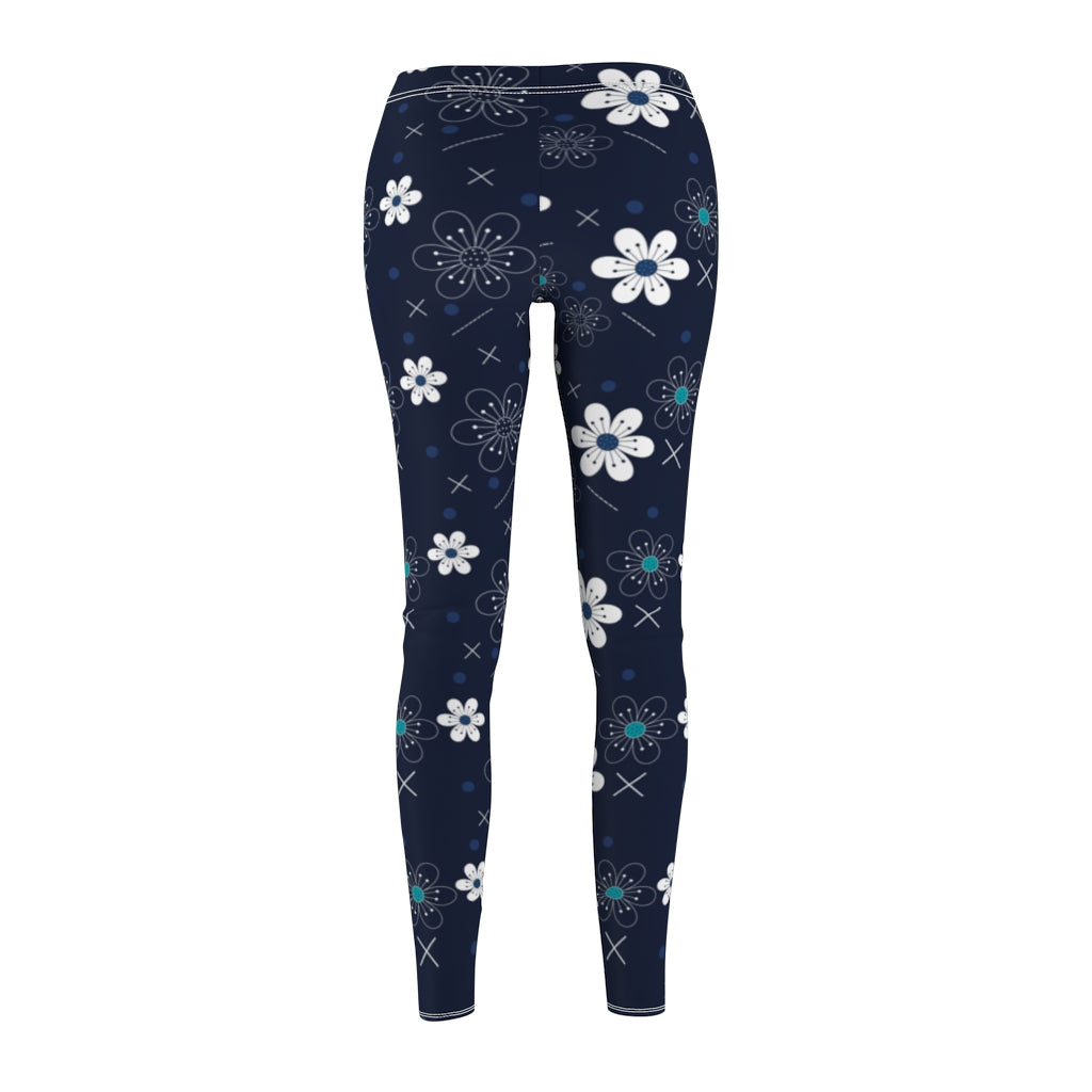 Blue Floral Print Leggings