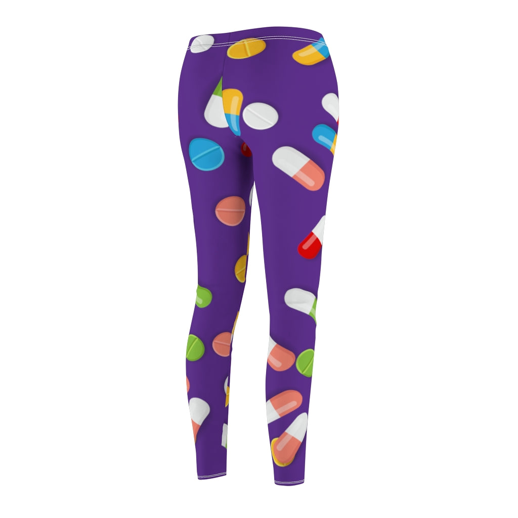 Pill Print Casual Leggings - Purple