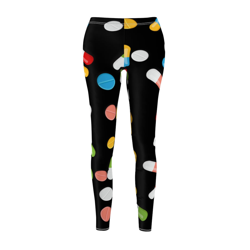 Pill Print Casual Leggings - Black