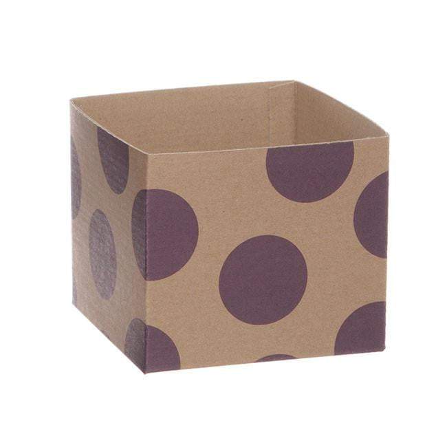 Kraft Mini Posy Box Polka Dots Violet (13x12cmH)-Gift Box