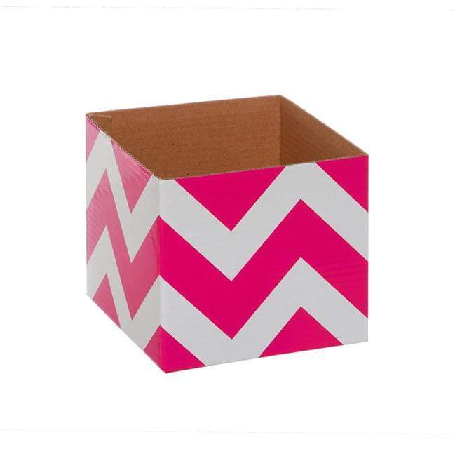 Bold Chevron Mini Posy Box Pink (13x12cmH)-Gift Box