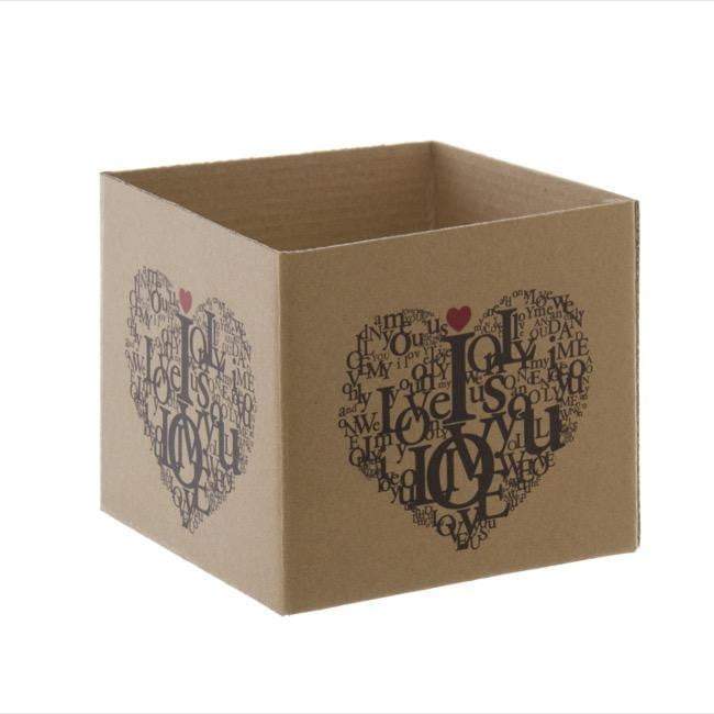 Mini Posy Box Love Letters Kraft (13x12cmH)-Gift Box