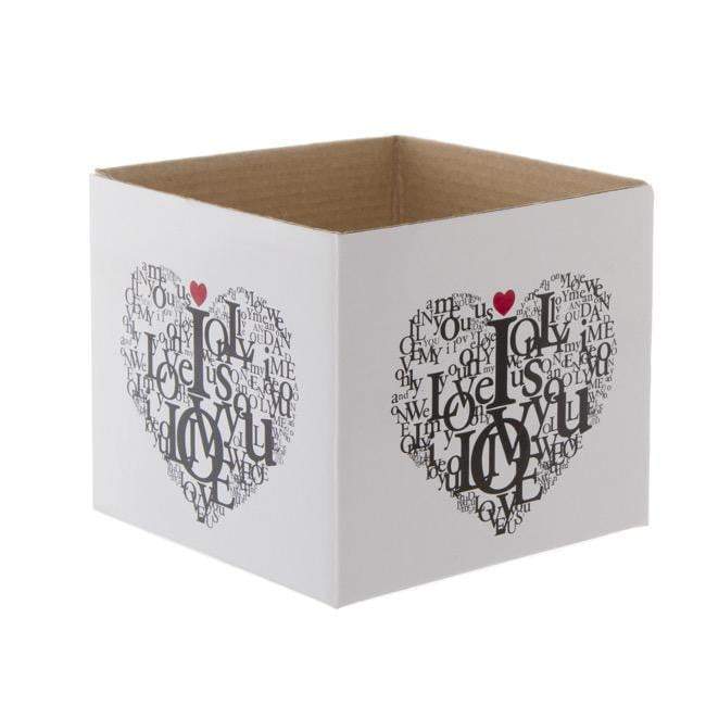 Posy Box Love Letters White (13x12cmH)-Gift Box