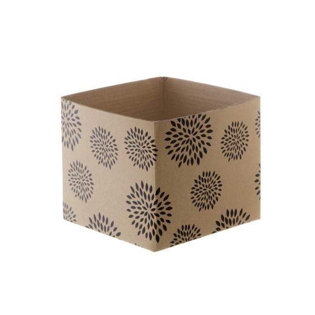 Mini Kraft Posy Box Geometric Flowers Black (13x12cmH)-Gift Box