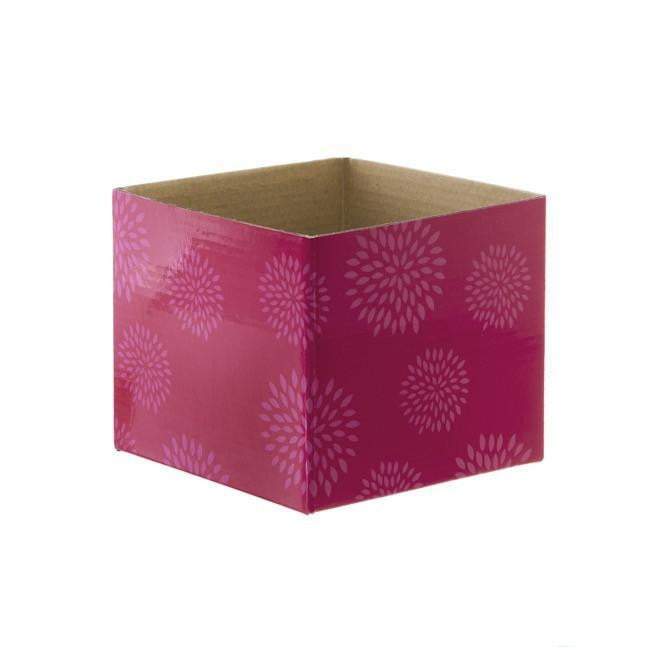 Mini Posy Box Geometric Flowers Hot Pink (13x12cmH)-Gift Box