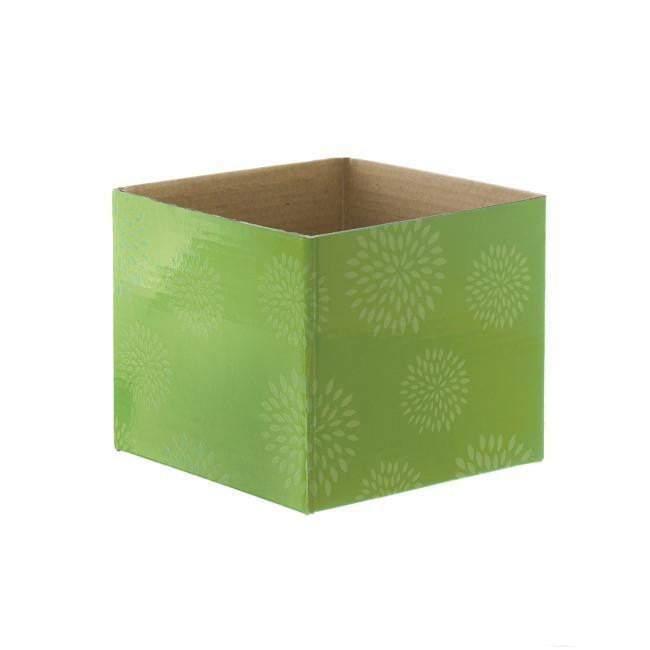Mini Posy Box Geometric Flowers Green (13x12cmH)-Gift Box