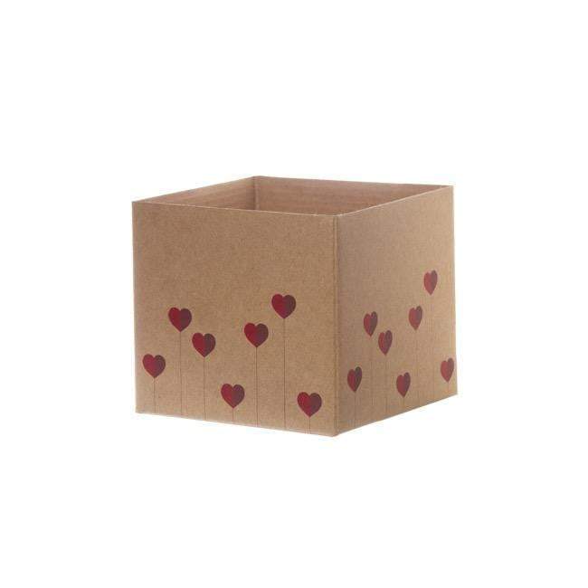 Posy Box Mini Heart Lollipop Kraft Red (13x12cmH)-Gift Box