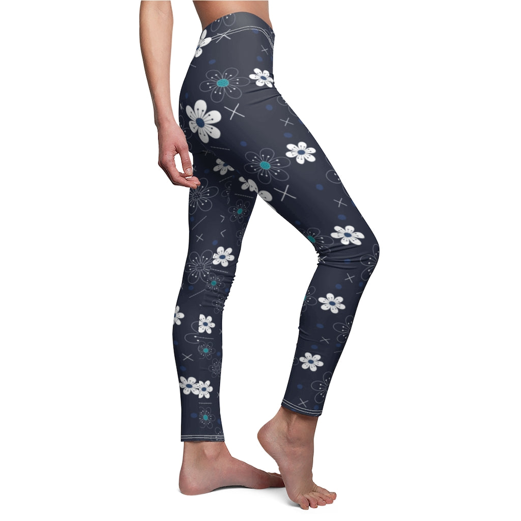 Blue Floral Print Leggings