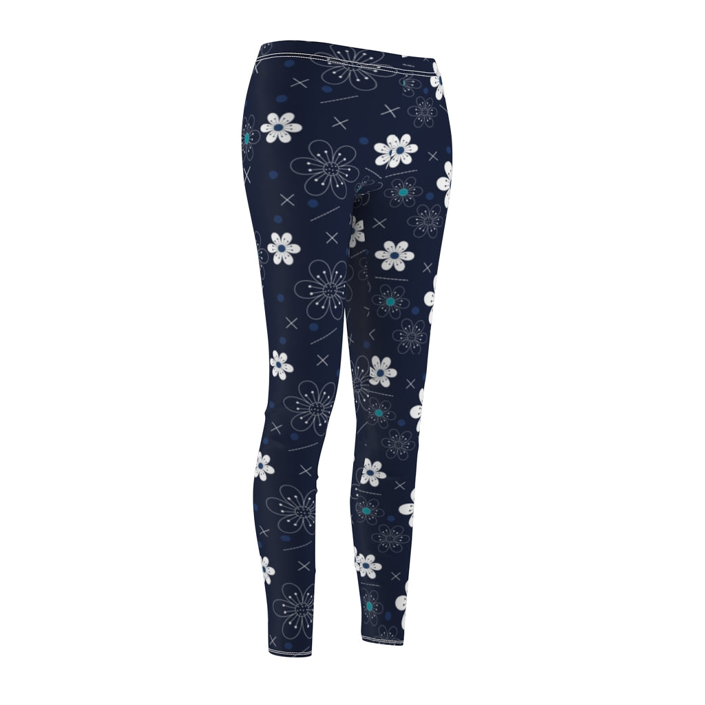 Blue Floral Print Leggings