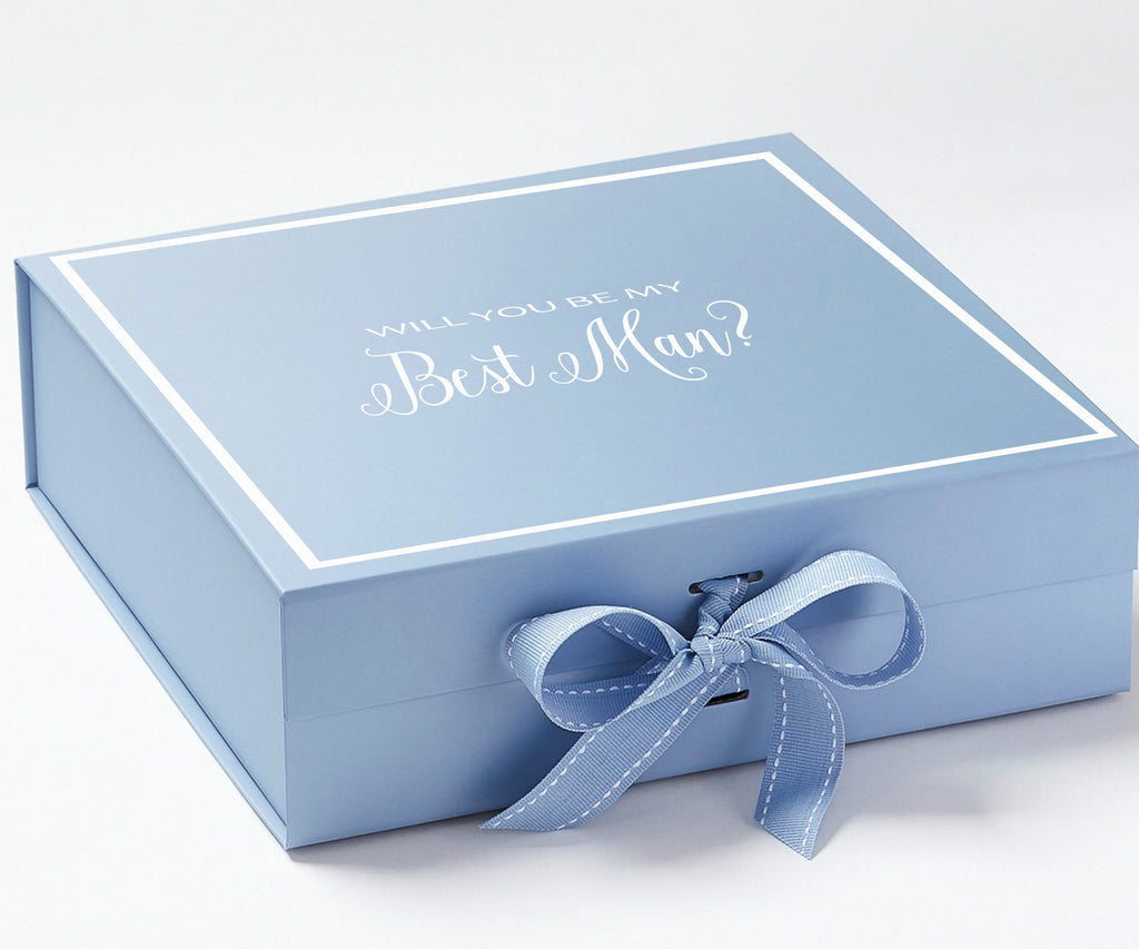 Will You Be My Best man? Proposal Box Light Blue -  Border