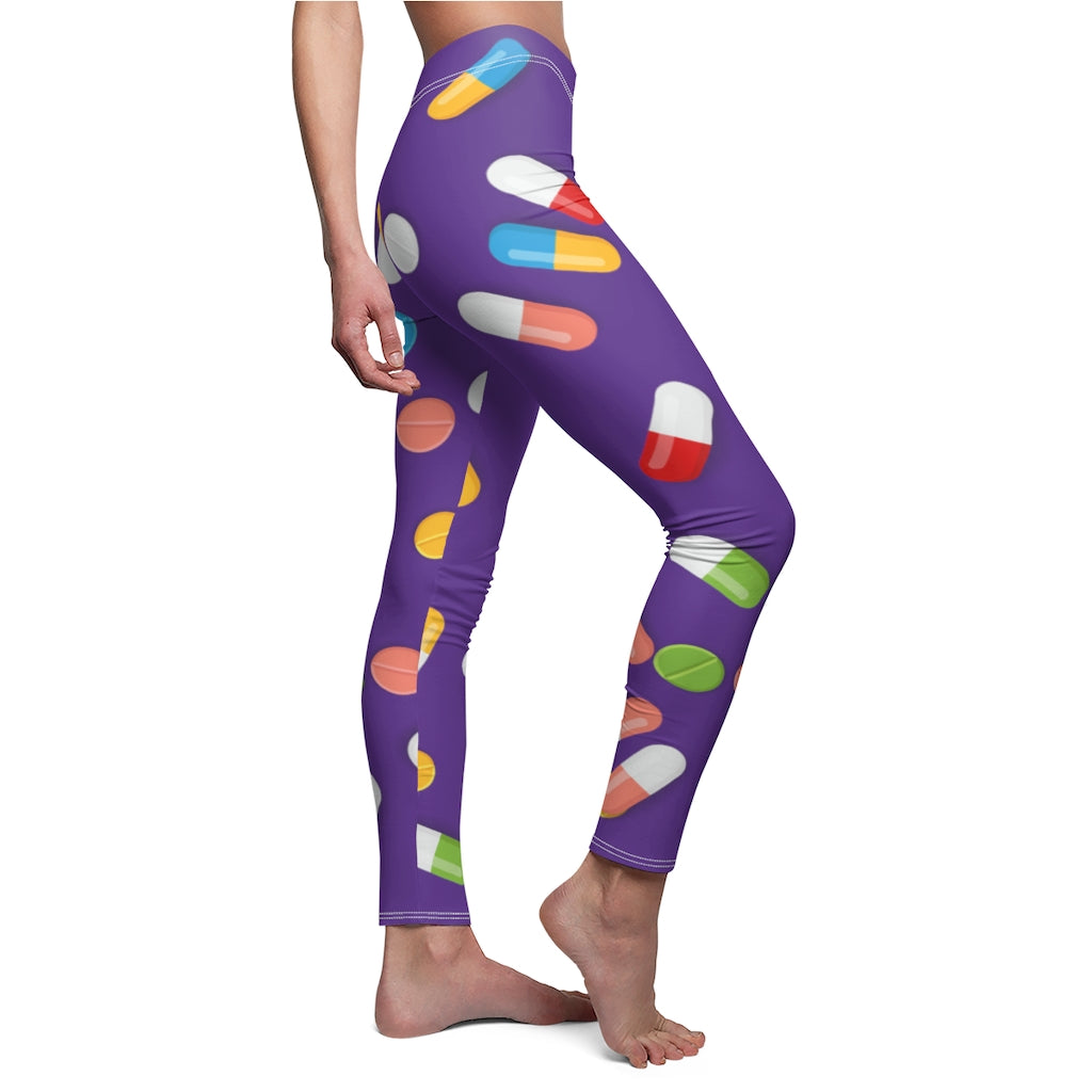 Pill Print Casual Leggings - Purple