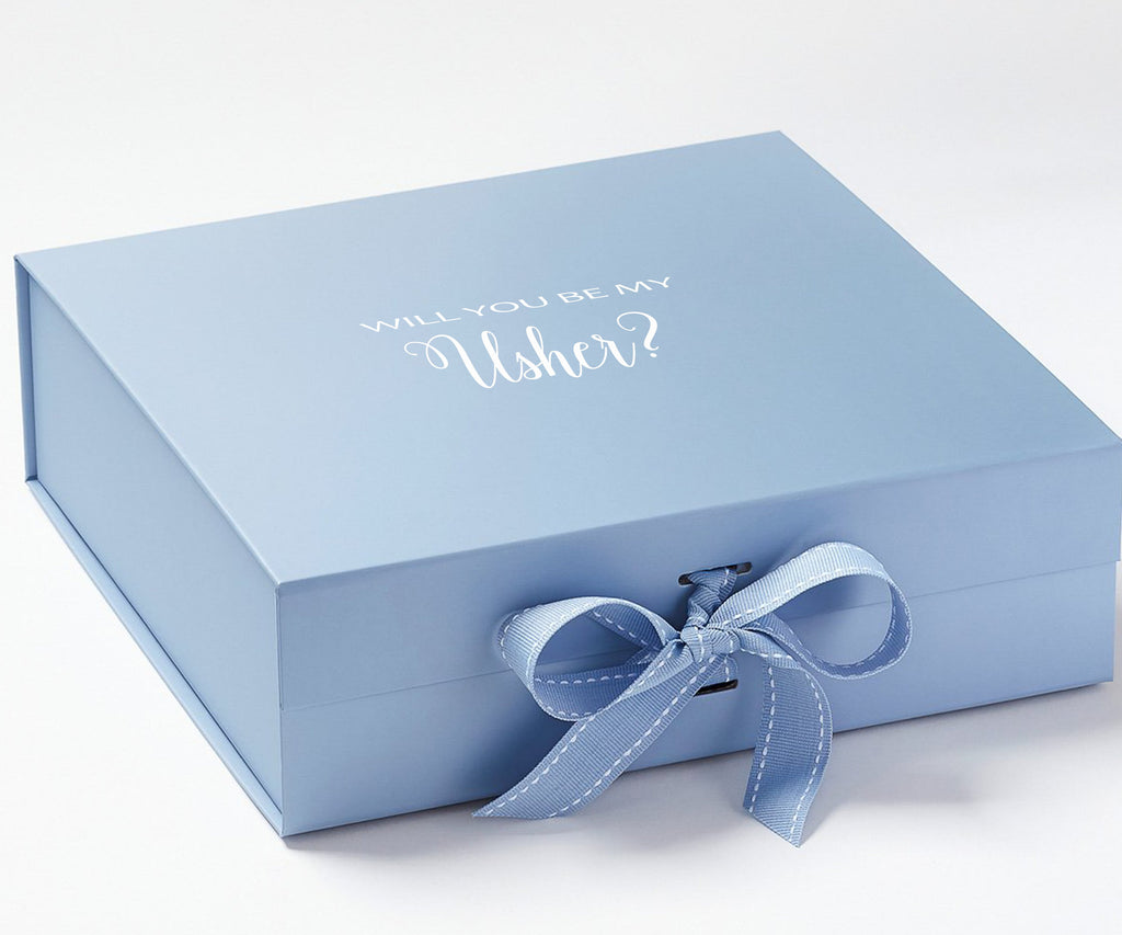 Will You Be My Usher? Proposal Box Light Blue - No Border