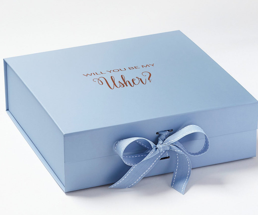 Will You Be My Usher? Proposal Box Light Blue - No Border
