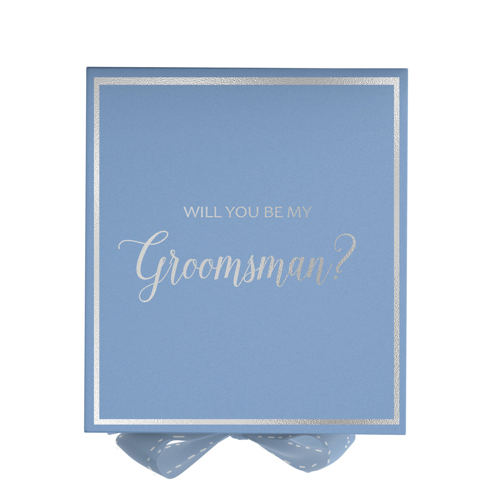 Will You Be My groomsman? Proposal Box Light Blue -  Border
