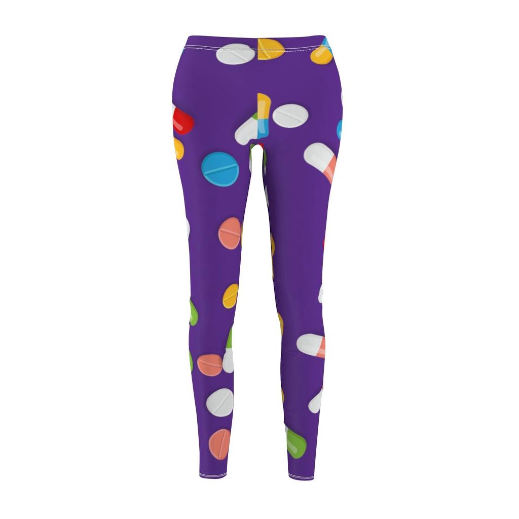 Pill Print Casual Leggings - Purple