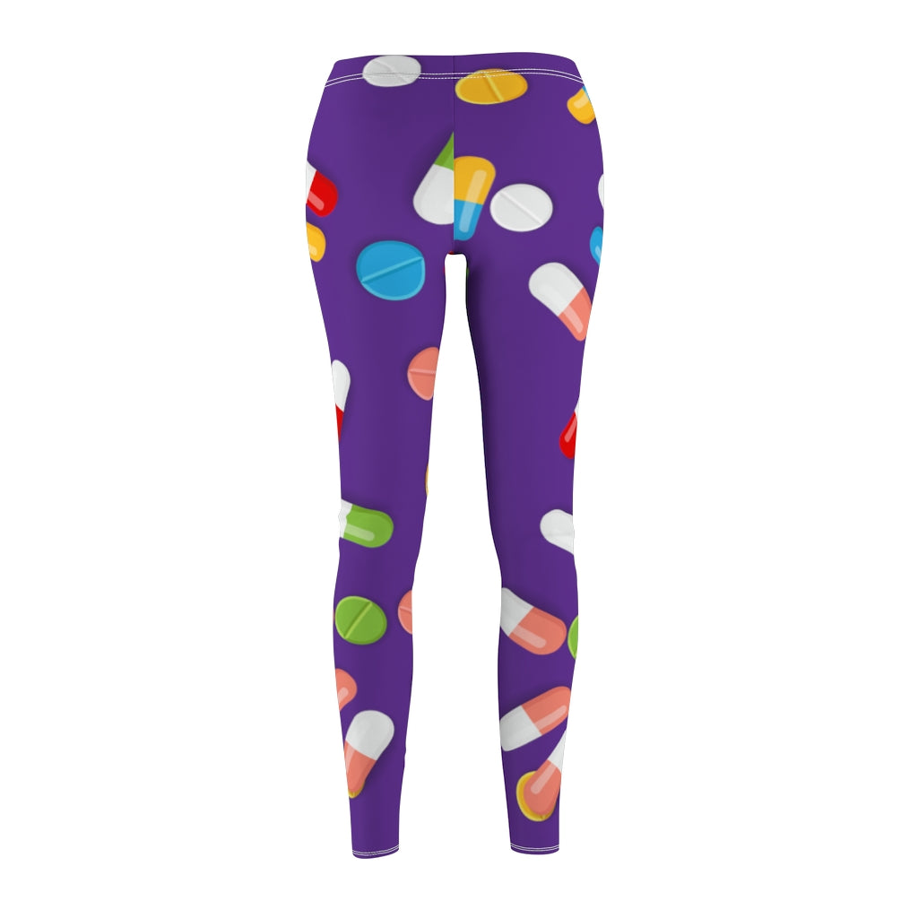 Pill Print Casual Leggings - Purple