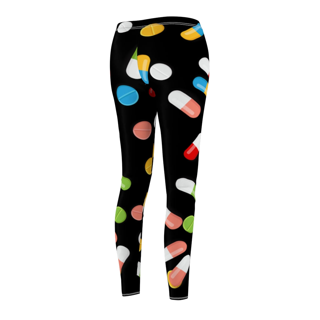 Pill Print Casual Leggings - Black